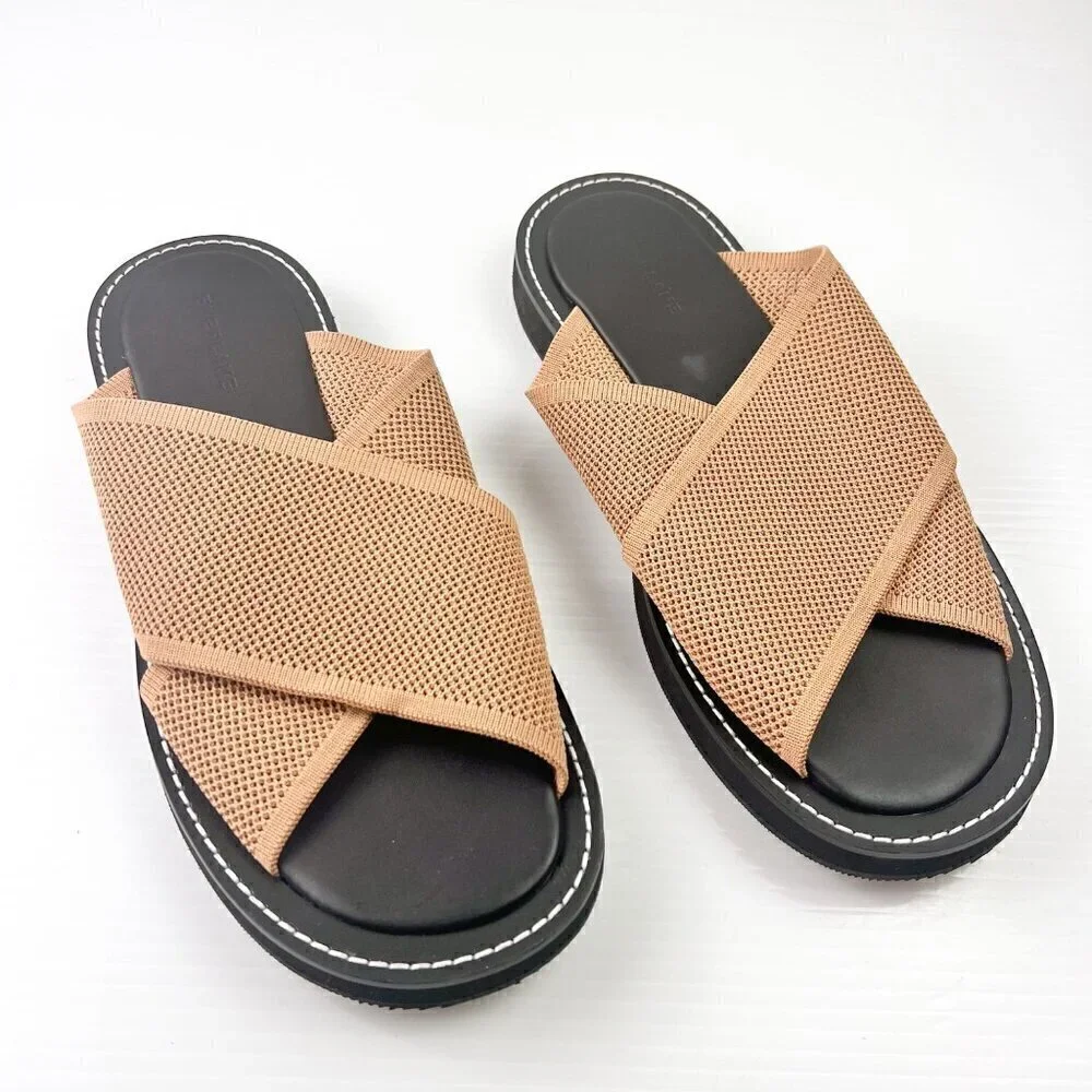 Everlane The ReKnit City Flatform Sandal Size 11 Tan Black - Picture 2 of 11